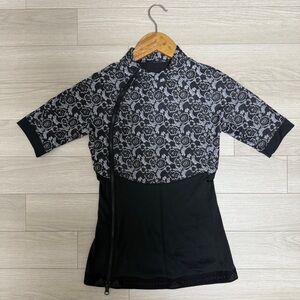 Adidas by Stella McCartney Run Tee S with zipper. Black and gray print. Limited